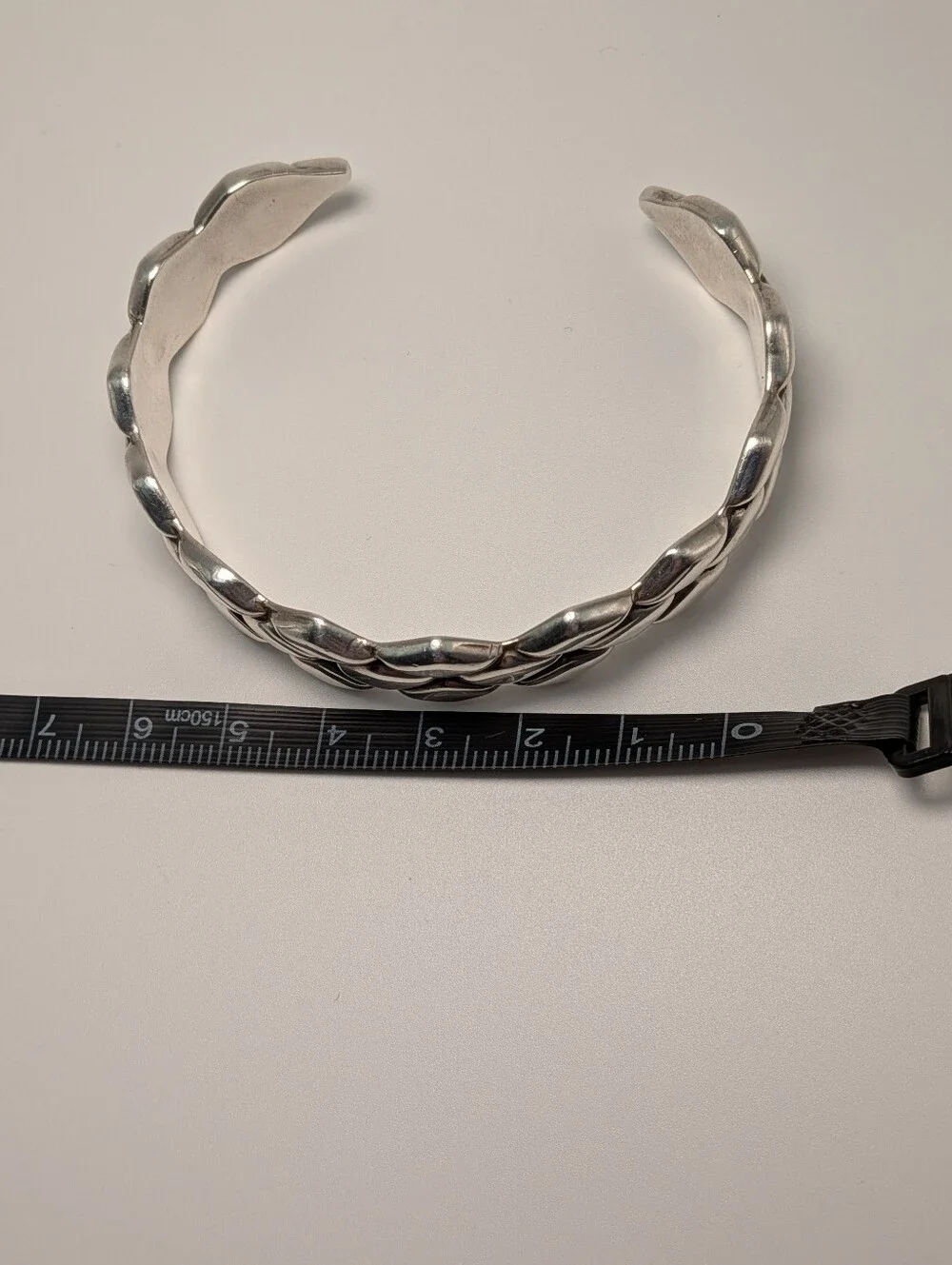 Vintage Taxco Mexico 925 Sterling Silver Woven Scale Lattice Cuff Bracelet 26g